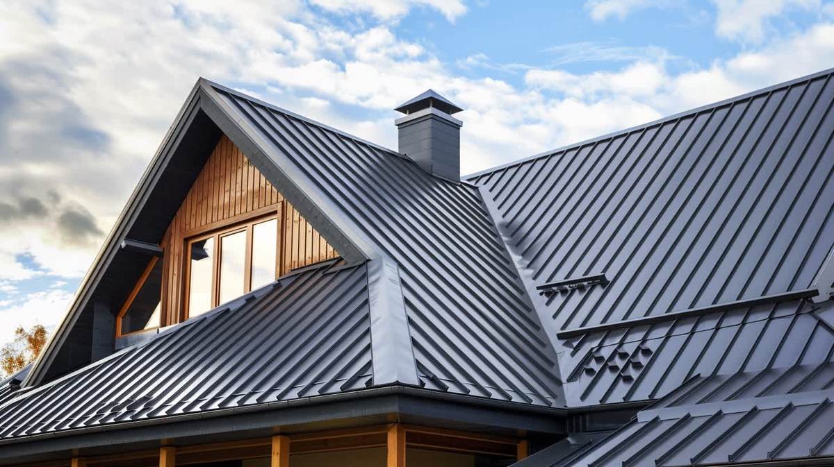 Doğanlar EPDM Kauçuk Çatı – antrasit kenet sistem metal çatıyla kaplanmış müstakil ev